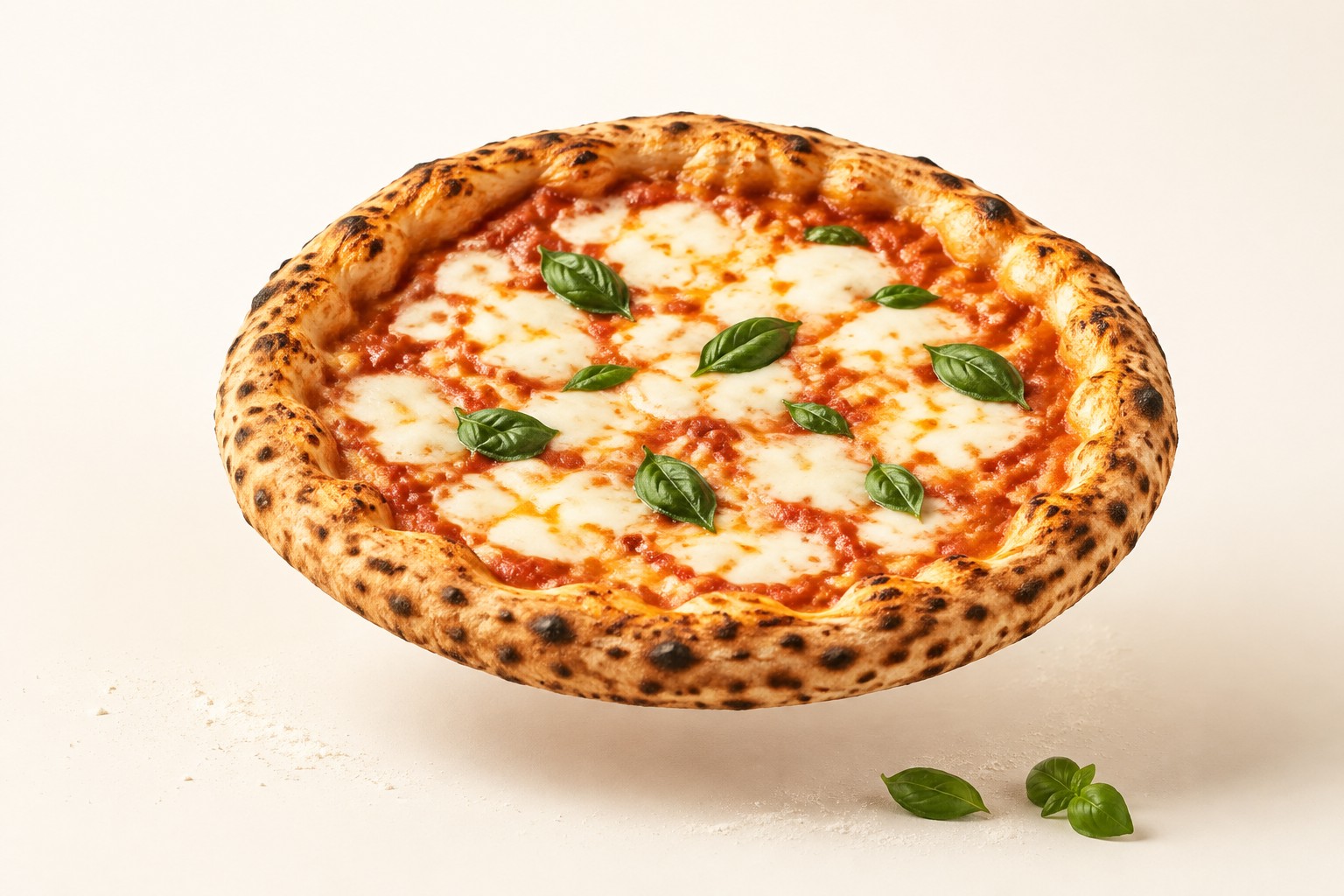 Picë Margarita e sapopjekur me domate, mozzarella dhe borzilok